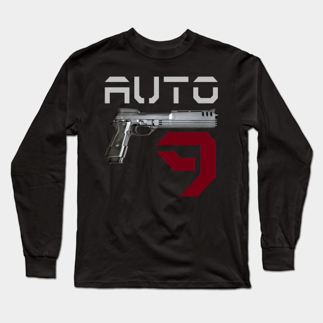 Handgun Auto 9 Long Sleeve T-Shirt by Aim For The Face